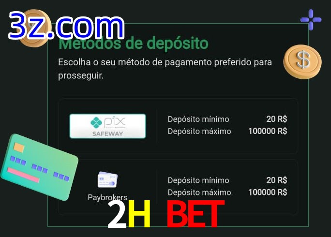 O cassino 2H Bet oferece uma grande variedade de métodos de pagamento